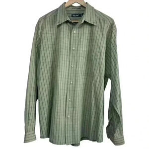 Sedgefield Men's Cotton & Polyester Blend Green Checkered Dress Shirt | Size XL
